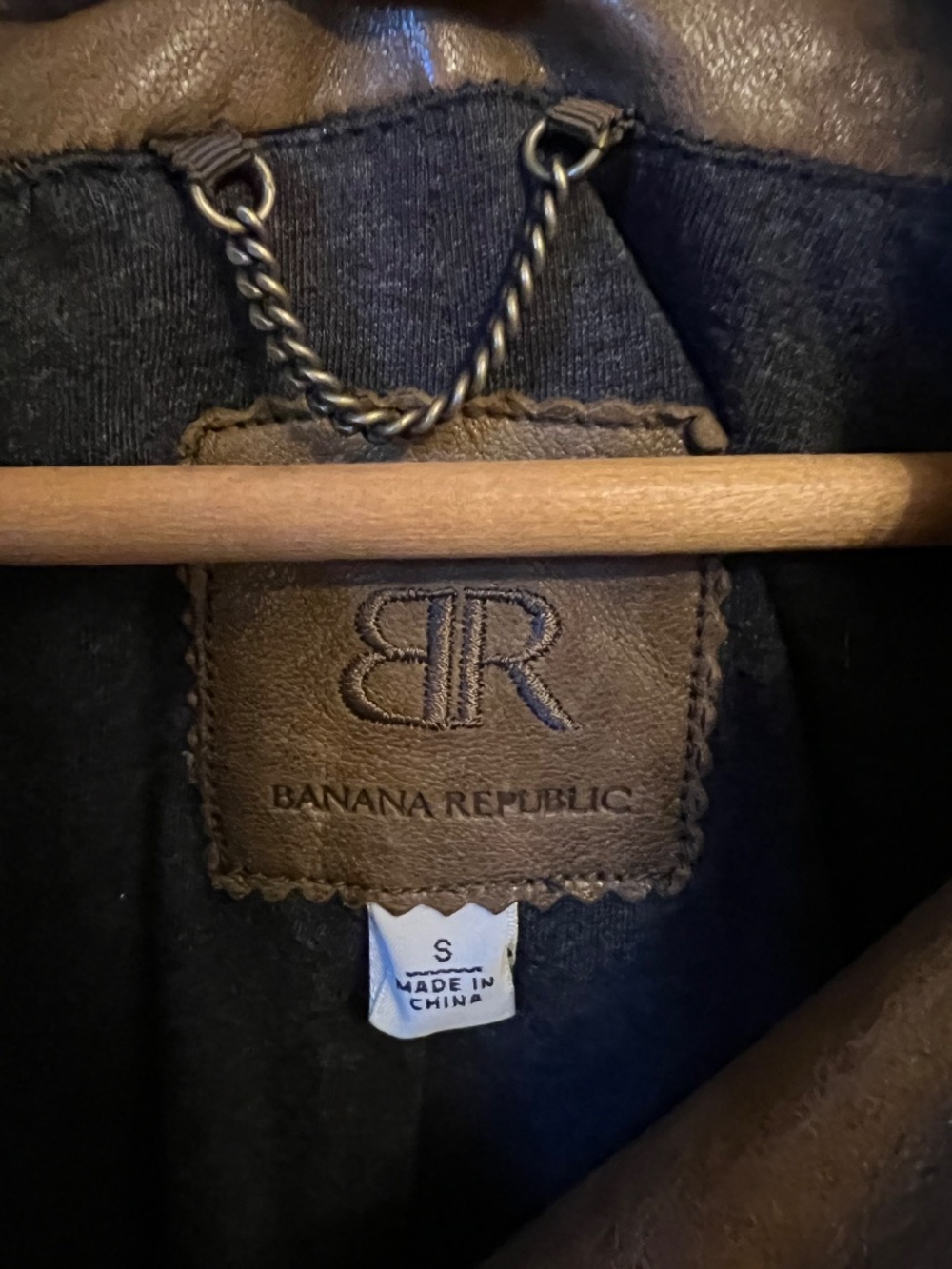 Banana Republic Vtg Leather Moto Jacket Shearling Collar - Picture 2 of 7